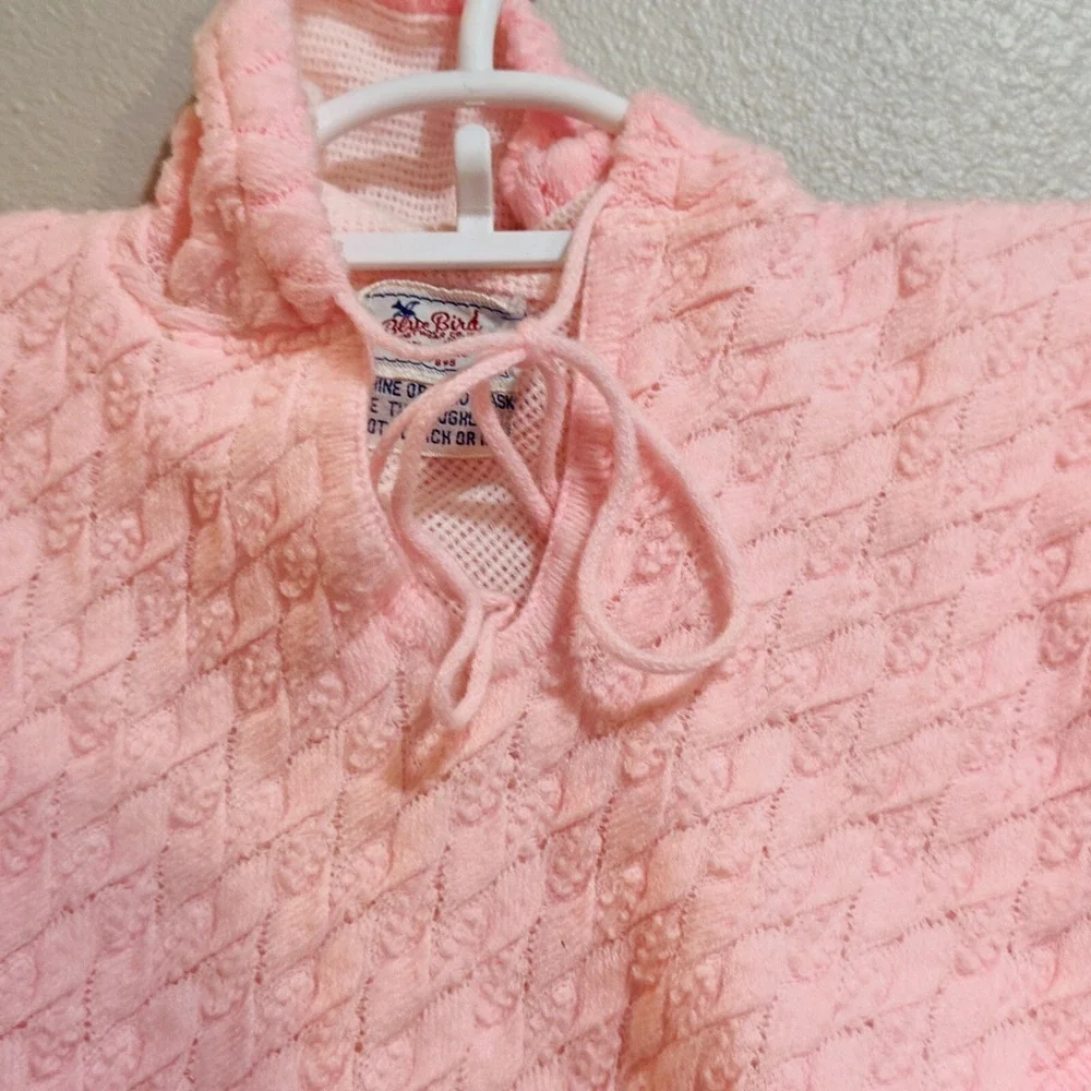 Blue Bird Toddler Pink Sweater Fringed Poncho Cape‎ Vintage 70s